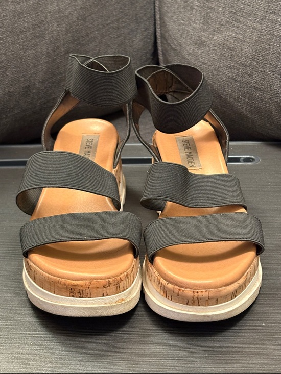 Steve Madden Shoes - Steve Madden Bandi Elastic Cork Platform Wedge Sandal